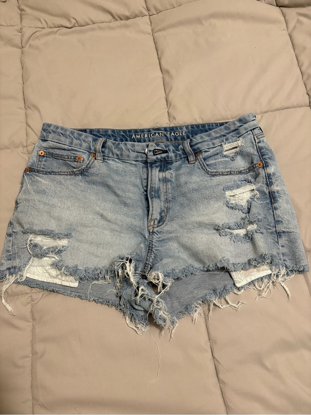American Eagle Outfitters Light Wash Distressed Denim Cutoff Shorts - Picture 1 of 2